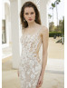 Beaded Square Neck Ivory Lace Tulle Sexy Wedding Dress